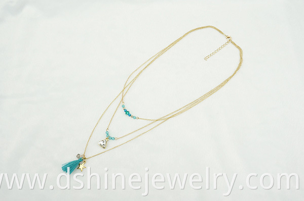 gold plated chain necklace, crystal pendant necklace